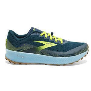 Brooks Catamount Patika Koşu Ayakkabısı Erkek Mavi Yeşil Sarı | Turkey-783962