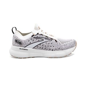 Brooks Glycerin StealthFit 20 Yol Koşu Ayakkabısı Kadın Beyaz Siyah Gri | Turkey-302469