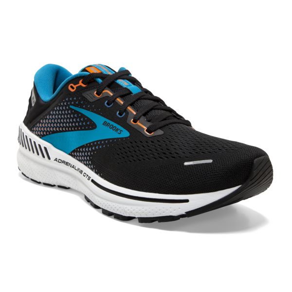 Brooks Adrenaline GTS 22 Yol Koşu Ayakkabısı Erkek Siyah Mavi Turuncu | Turkey-126054