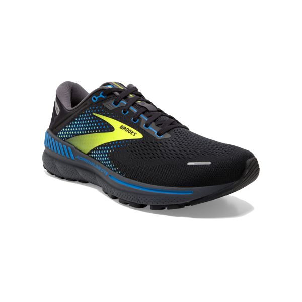 Brooks Adrenaline GTS 22 Yol Koşu Ayakkabısı Erkek Siyah Sarı Mavi | Turkey-824391