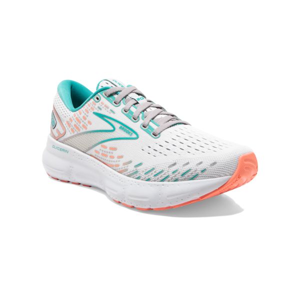 Brooks Glycerin 20 Yol Koşu Ayakkabısı Kadın Beyaz Yeşil Mercan | Turkey-367954